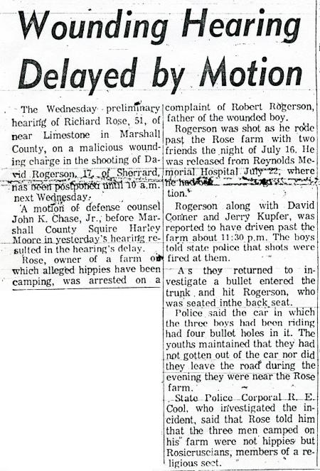 Wounding Hearing Delayed by Motion - Wheeling Intelligencer - August 1, 1968