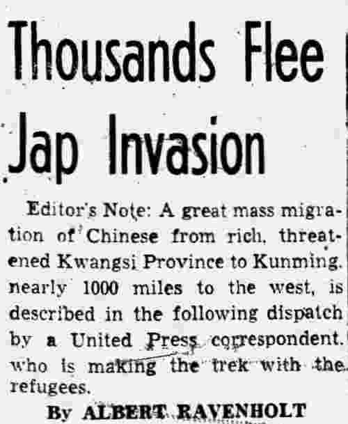 Thousands Flee Jap Invasion, headline