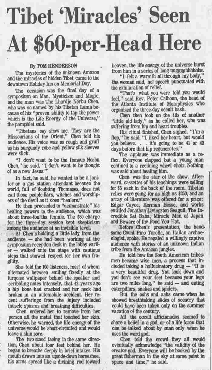 Atlanta-Constitution, May 28, 1974, Tibetan Miracles Seen at $60 per head