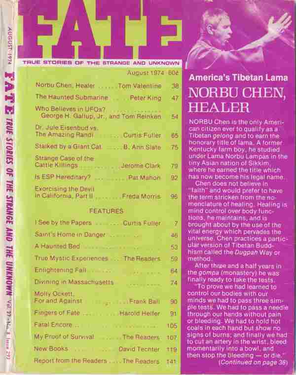 Fate Magazine, Cover, August 1974, Norbu Chen, scan