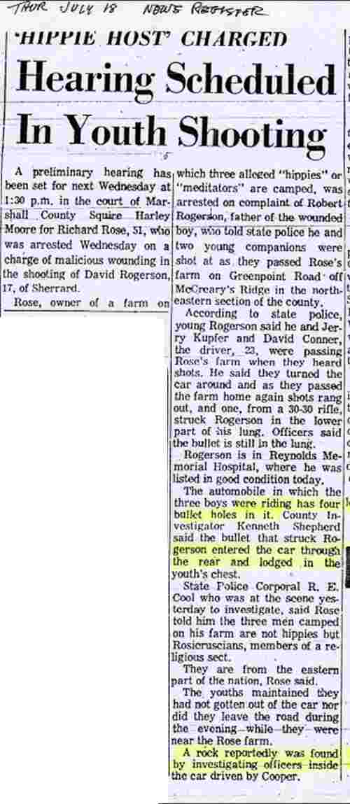 'Hippie Host' Charged - Hearing Scheduled In Youth Shooting - Wheeling News Register - July 18, 1968