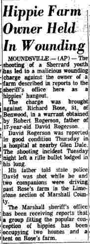 Hippie Farm Owner Held In Wounding - Charleston Gazette - July 19, 1968