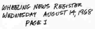Accused Man Is Held For Grand Jury - Wheeling News Register - August 14, 1968, handwritten notation