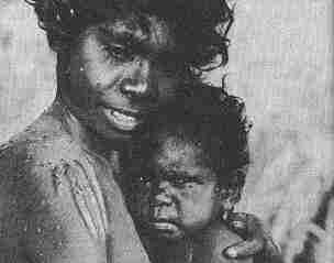 A full-blooded Aborigine woman and child.